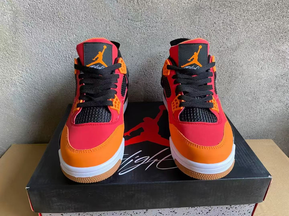 Mid Top Sneakers, Red Orange Colorway, Lace Up Design, Casual Gift for Sneaker Fans