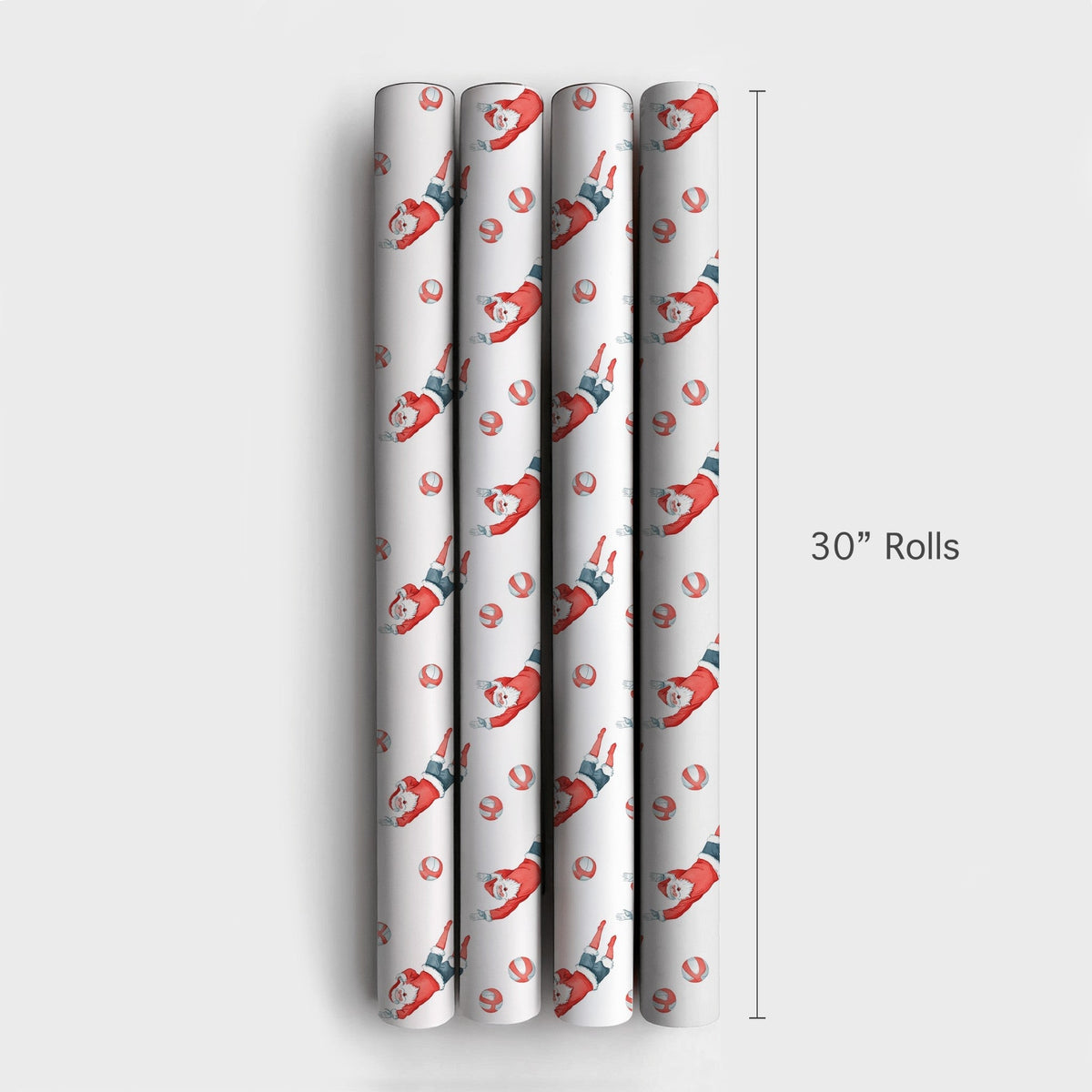 Athletic Sports Santa Gift Wrap, Volleyball Santa Wrapping Paper, Humorous Volleyball Player Present Wrap, Christmas Volleyba