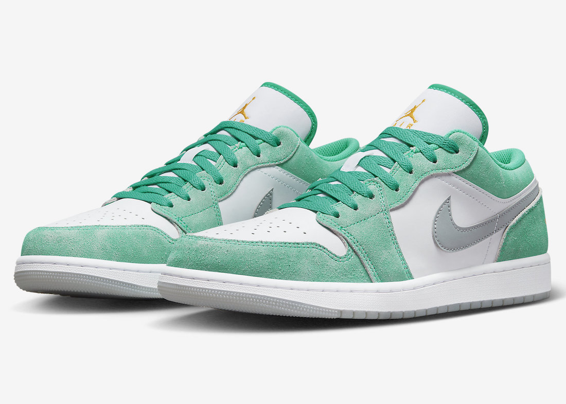 Low Top Sneakers, Green White Colorway, Lace Up Design, Casual Gift for Sneaker Fans