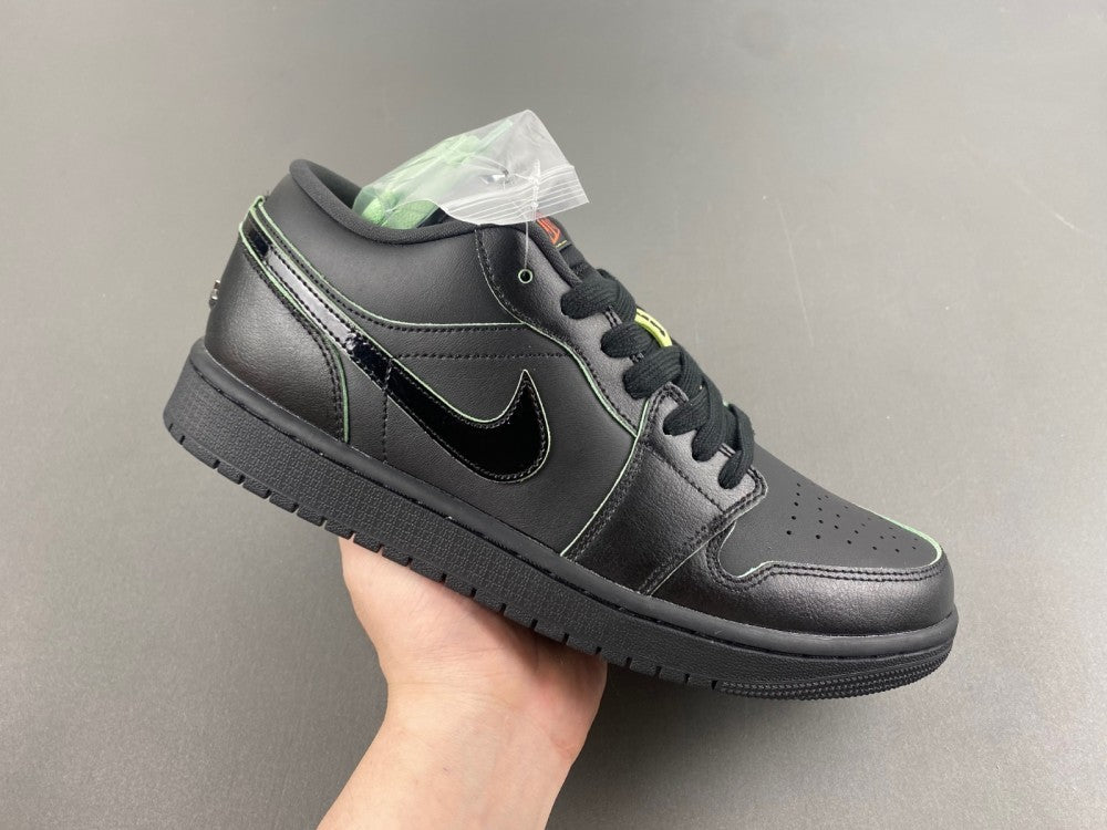 Low Top Sneakers, Black Green Colorway, Lace Up Design, Casual Gift for Sneaker Fans