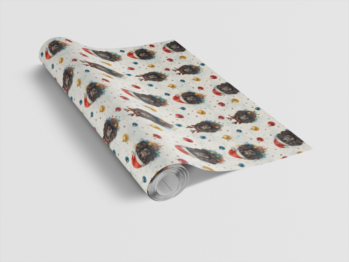 Santa Hat Reindeer Dog Gift Wrap, Cocker Spaniel Christmas Wrapping Paper, Adorable Puppy Present Wrap, Holiday Dog Lover Pre