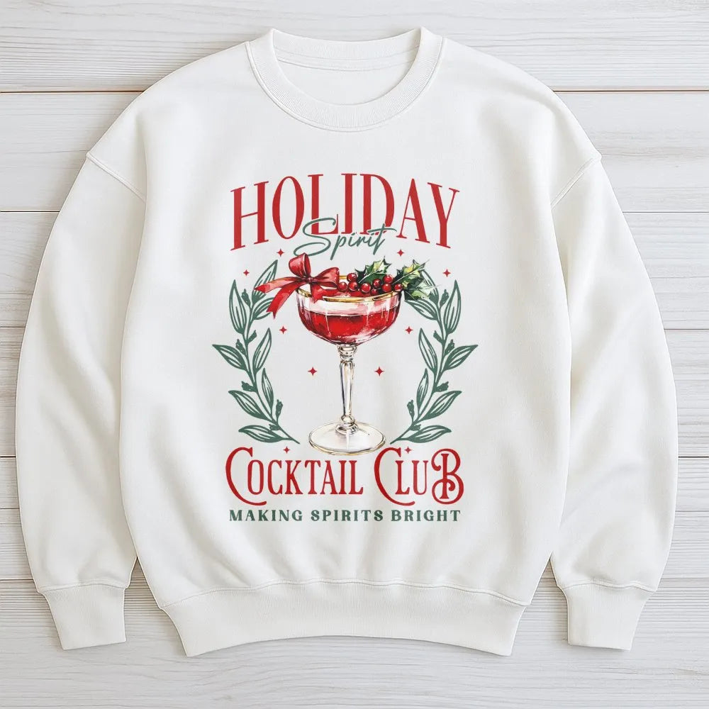 Christmas Cocktail Crewneck, Holiday Cocktail Club Sweatshirt, Festive Drink Graphic Sweater, Winter Party Pullover, Holiday 