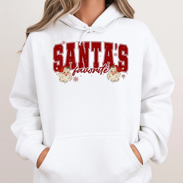 Retro Christmas Graphic Hoodie, Santa's Favorite Hoodie, Adorable Holiday Hooded Sweatshirt, Vintage Winter Season Hoodie, Xm