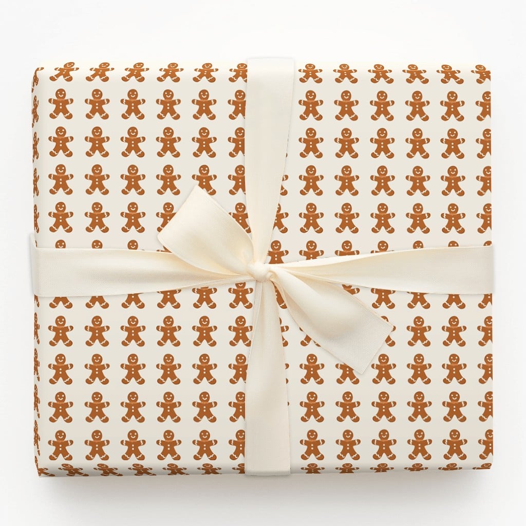 Holiday Cookie Gift Wrap, Gingerbread Man Wrapping Paper, Adorable Christmas Cookie Wrapping Paper, Whimsical Winter Holiday 