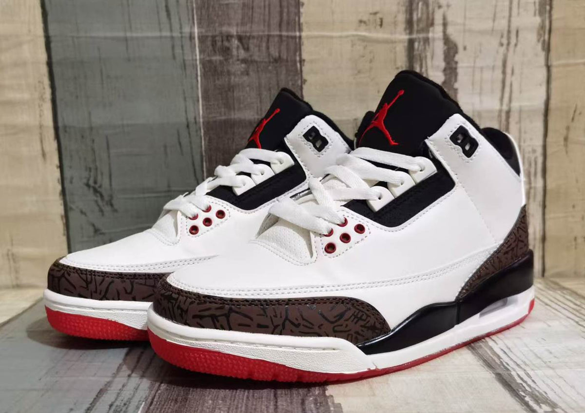 Low Top Sneakers, White Brown Red Colorway, Lace Up Design, Casual Gift for Sneaker Fans