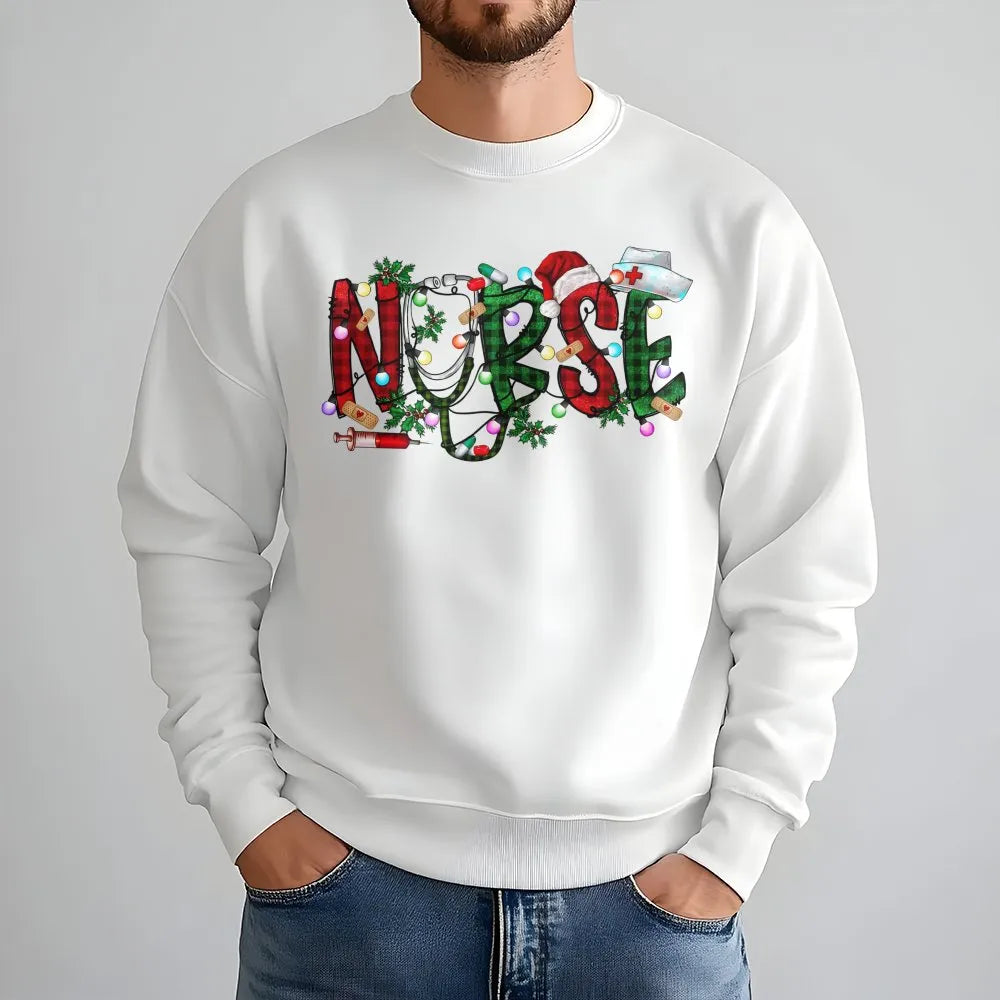 Buffalo Plaid Medical Crewneck, Nurse Christmas Sweatshirt, Festive RN Holiday Sweatshirt, Nursing Student Sweater, Adorable 