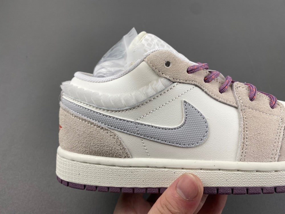 Low Top Sneakers, Purple Gray Colorway, Lace Up Design, Casual Gift for Sneaker Fans