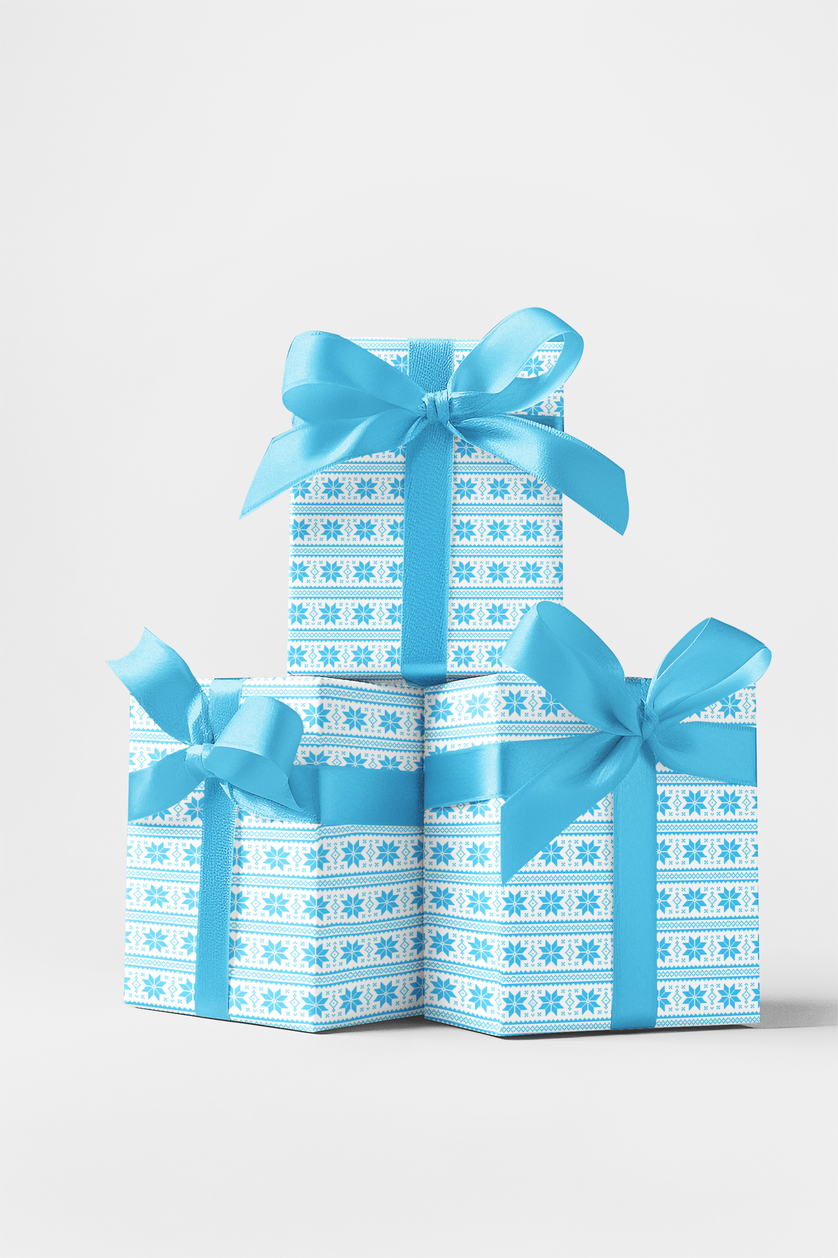 Nordic Knit Gift Wrap, Scandinavian Snowflake Wrapping Paper, Blue Winter Holiday Paper Roll, Christmas Gift Wrap, Comfy Xmas