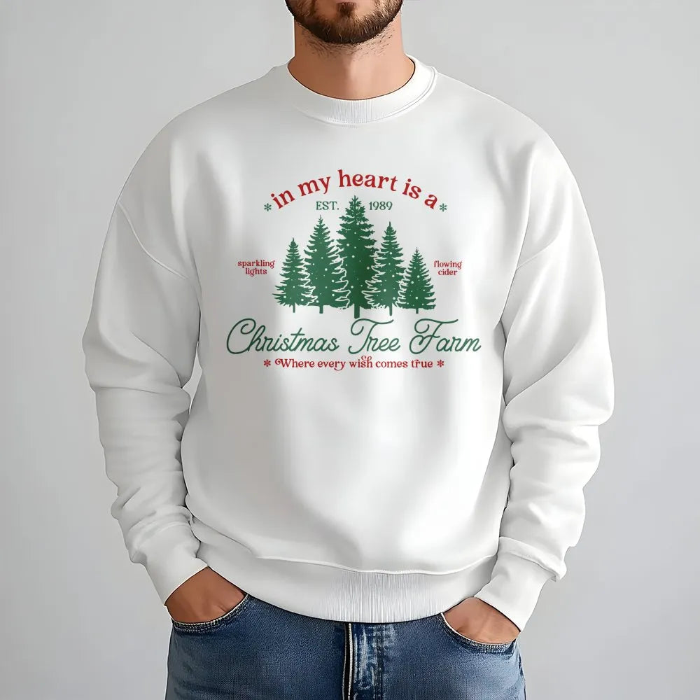 Comfy Holiday Forest Sweatshirt, Christmas Tree Farm Sweatshirt, Vintage Winter Tree Farm Pullover, Festive Xmas Crewneck Swe