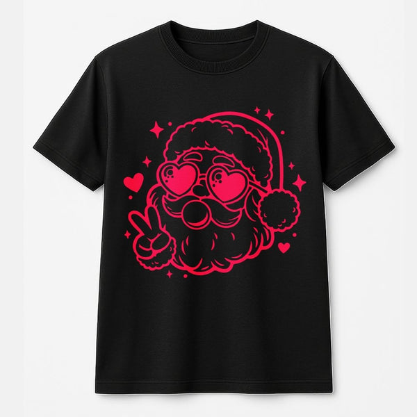 Bubble Gum Santa Claus Graphic Tee, Cool Santa Sunglasses T-Shirt, Retro Pink Christmas Shirt, Humorous Holiday Graphic T-Shi