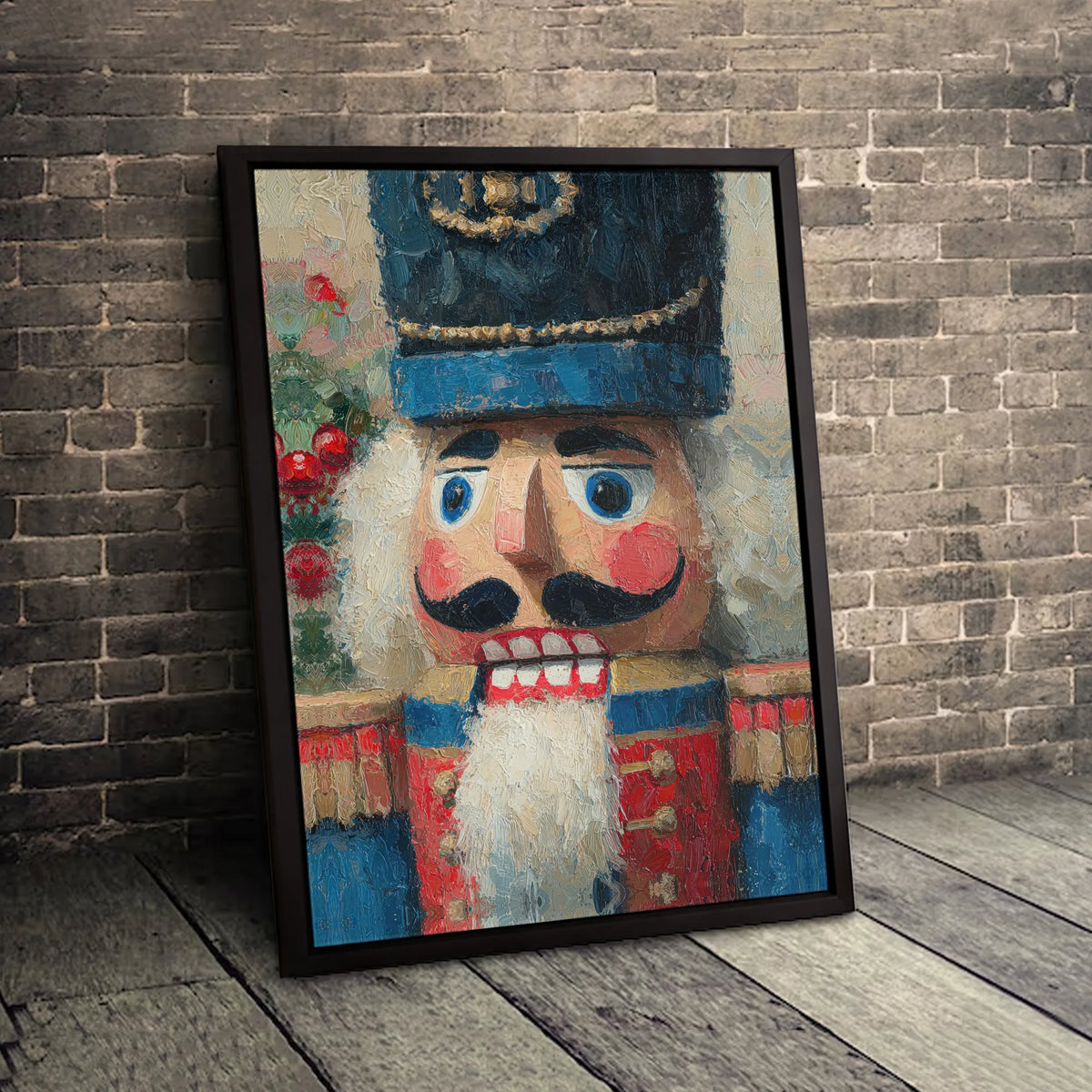 Festive Oil Impasto Nutcracker Canvas Print, Nutcracker Canvas Wall Art, Holiday Nutcracker Canvas Decor, Vintage Christmas A
