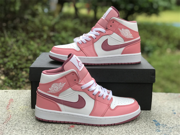 Mid Top Sneakers, White Pink Colorway, Valentine Design, Lace Up Design, Casual Gift for Sneaker Fans
