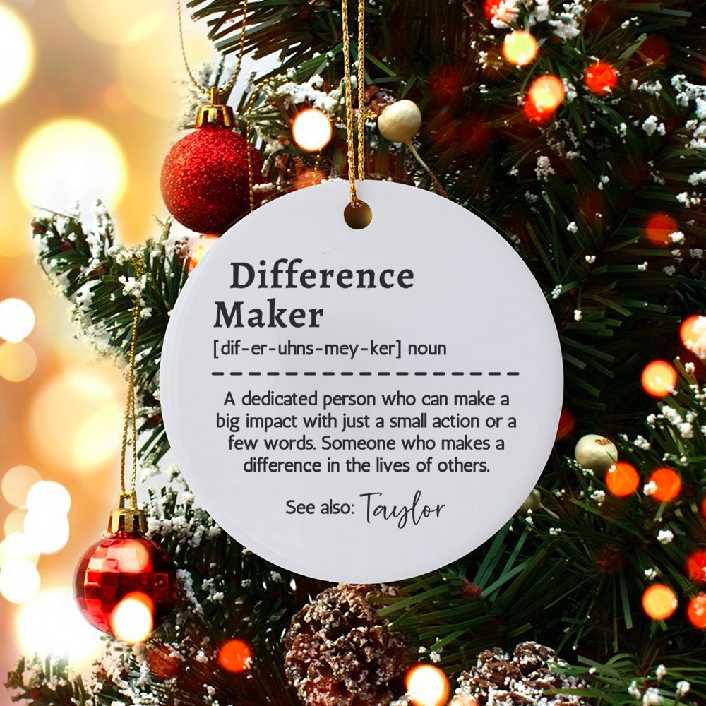 Teacher Appreciation Christmas Ornament, Difference Maker Ornament, Coach Ceramic Tree Ornament, Coworker Holiday Keepsake Or
