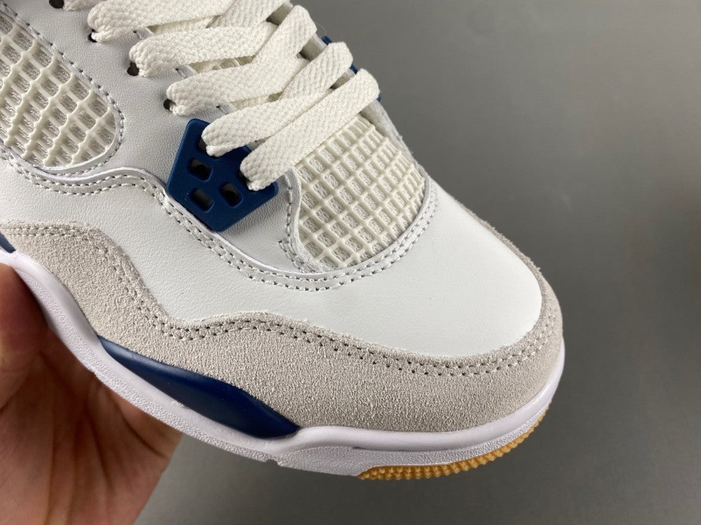 Low Top Sneakers, Blue White Gray Navy Colorway, Leather Footwear, Lace Up Design, Casual Gift for Sneaker Fans