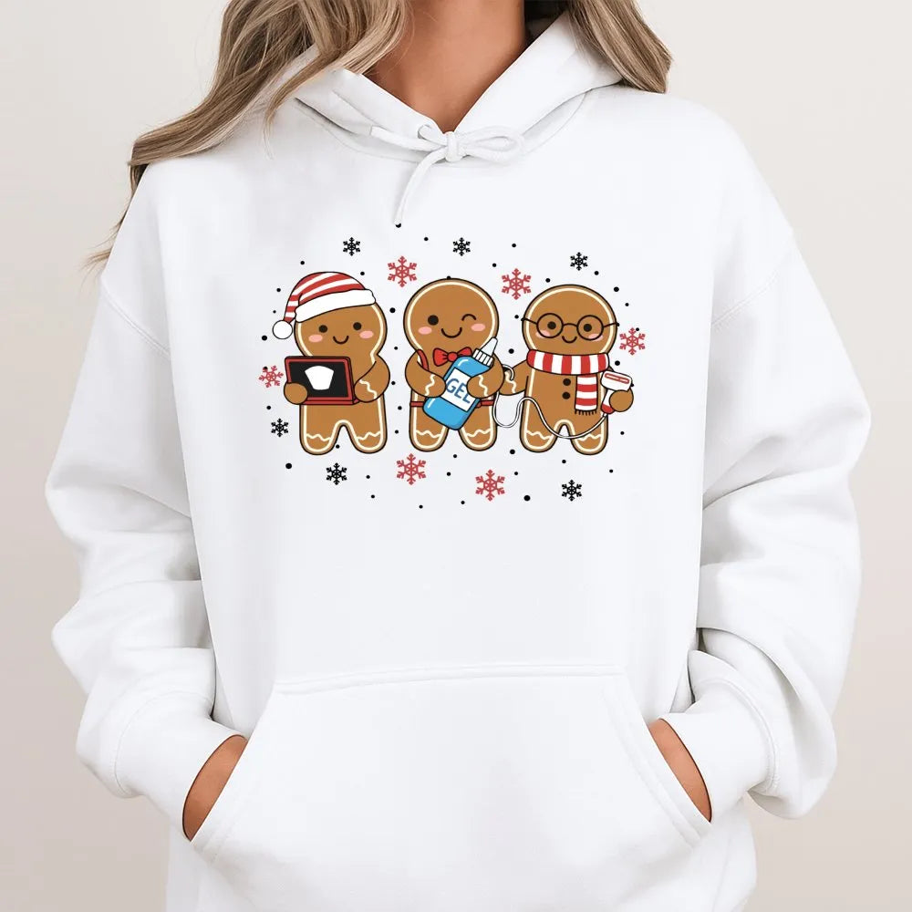 Gingerbread Sonographer Hoodie, Ultrasound Tech Christmas Hoodie, Adorable Radiology Holiday Hooded Sweatshirt, Sonography Xm