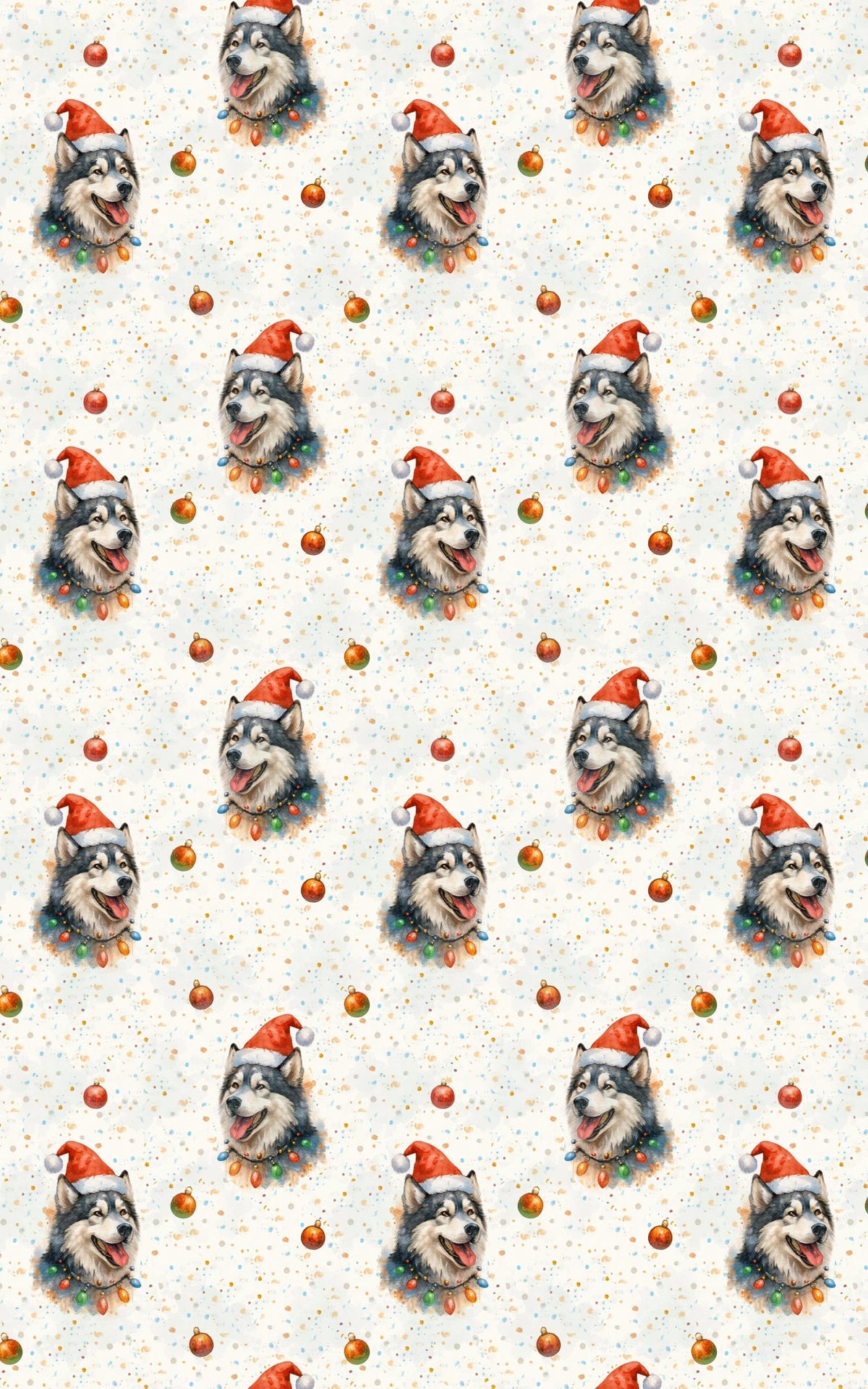 Santa Dog Gift Wrap, Alaskan Malamute Christmas Wrapping Paper, Malamute Holiday Wrapping Paper, Dog Lover Xmas Present Wrap,
