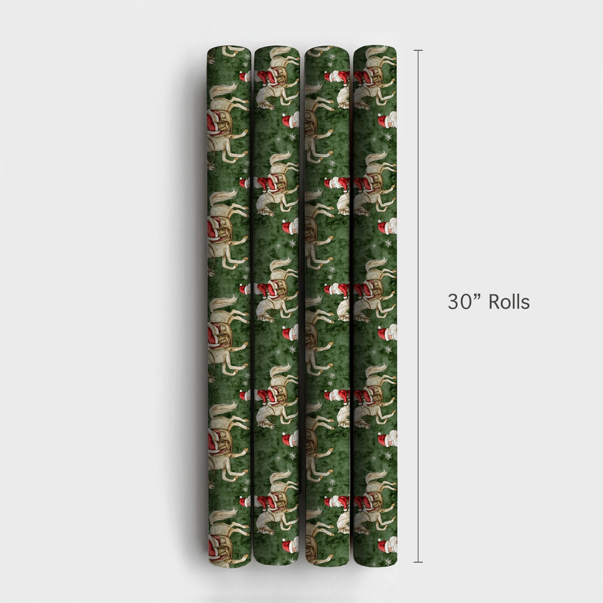 Equestrian Christmas Gift Wrap, Santa Riding White Horse Wrapping Paper, Green Holiday Wrapping Paper, Horse Lover Present Pa