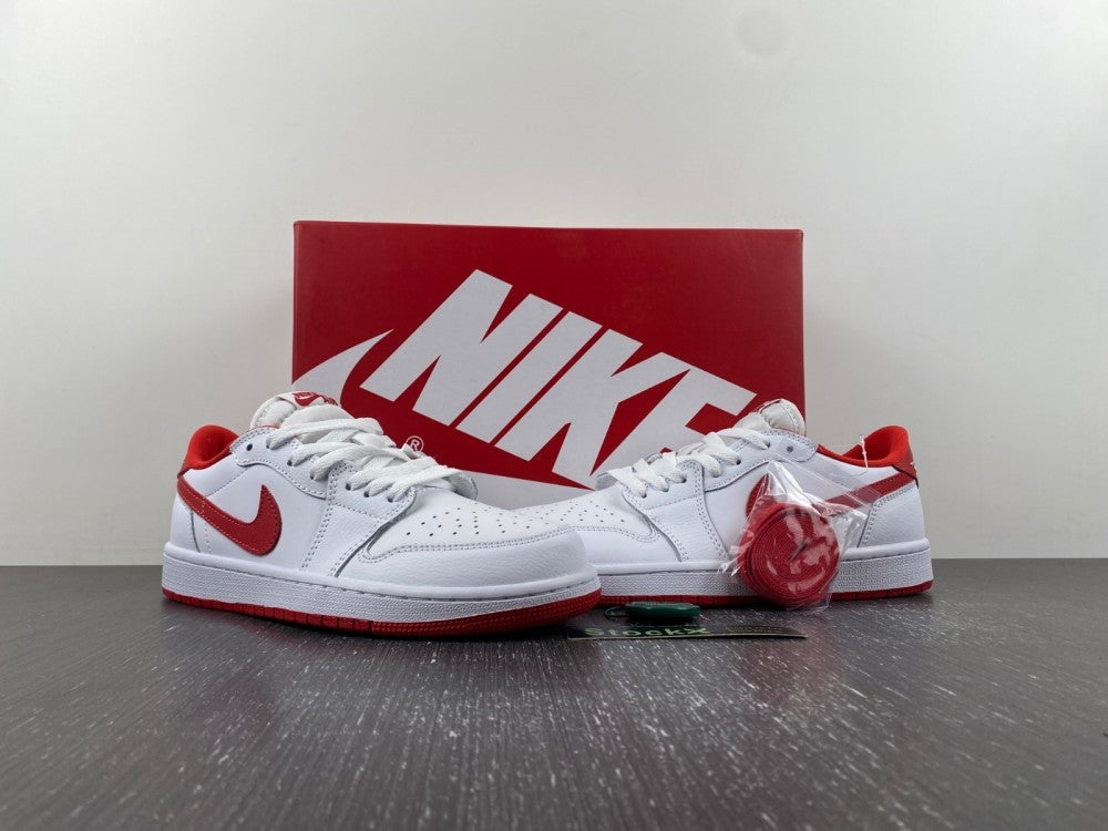 Low Top Sneakers, White Red Colorway, Lace Up Design, Casual Gift for Sneaker Fans