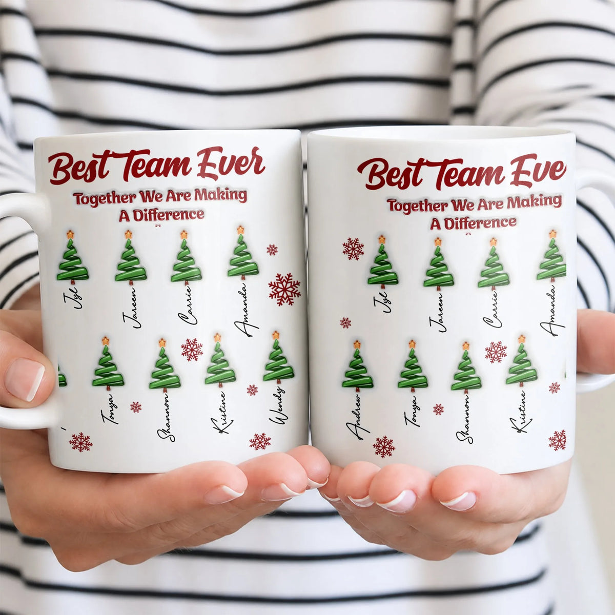 Custom Christmas Tree Office Mug, Best Team Ever Personalized Ceramic Mug, Coworker Holiday Coffee Cup, Appreciation Mug Pres