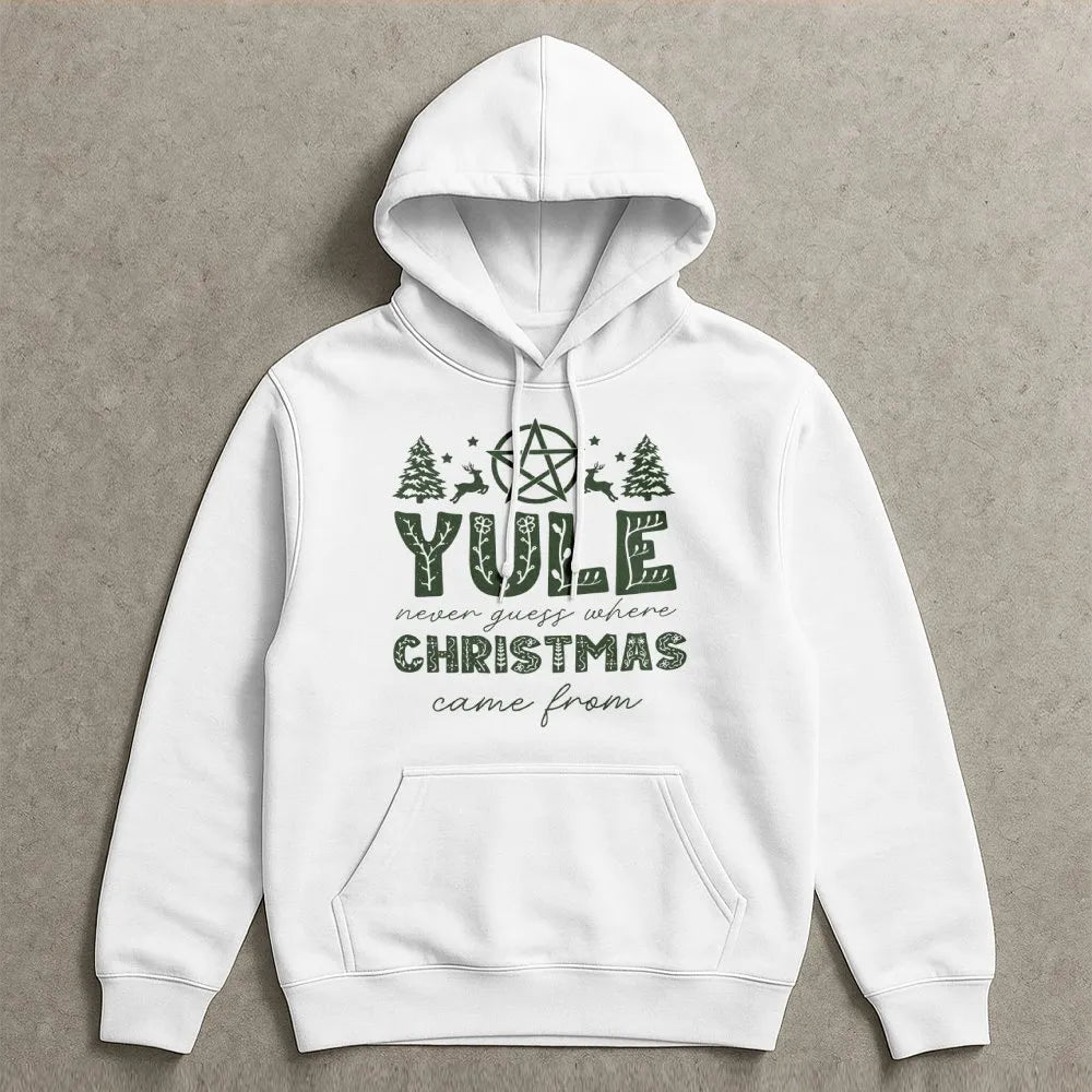 Winter Solstice Graphic Sweatshirt, Yule Pentagram Hoodie, Witchy Pagan Christmas Pullover, Wiccan Holiday Hooded Sweatshirt