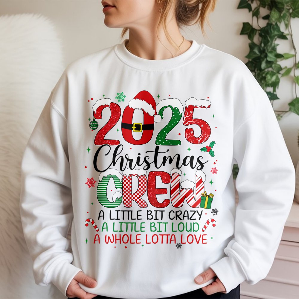 Humorous Family Matching Holiday Sweater, 2025 Christmas Crew Sweatshirt, New Year Xmas Party Crewneck, Festive Holiday Vacat