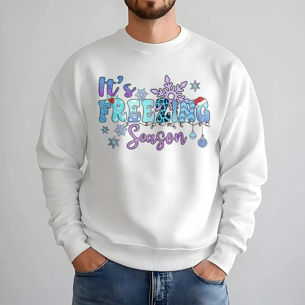Snowflake Graphic Sweatshirt, It's Freezing Season Sweatshirt, Comfy Winter Holiday Crewneck, Christmas Winter Sweatshirt, Pr