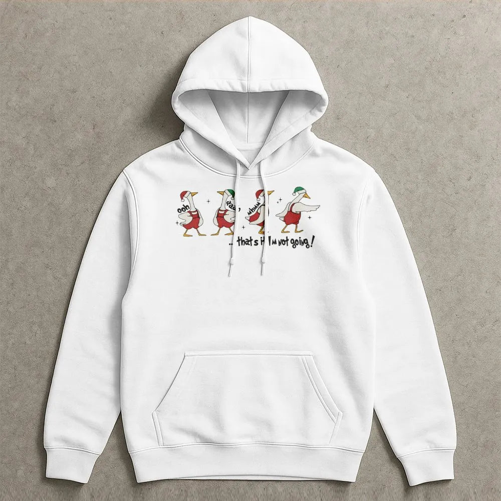 Adorable Holiday Goose Hoodie, Humorous Goose Christmas Hoodie, Retro Xmas Bird Sweatshirt, Festive Animal Graphic Hoodie