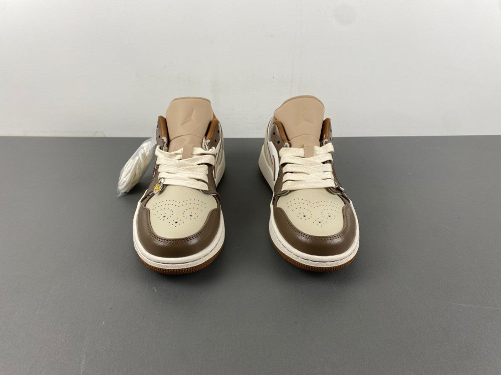 Low Top Sneakers, White Brown Colorway, Lace Up Design, Casual Gift for Sneaker Fans
