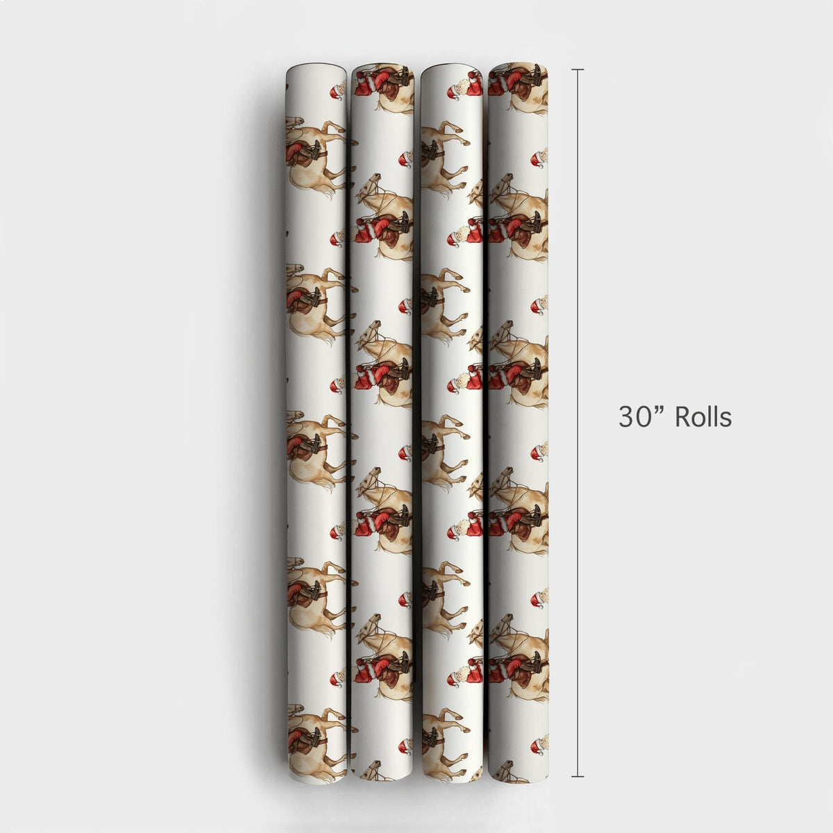 Santa Riding Horse Gift Wrap, Equestrian Christmas Wrapping Paper, Watercolor Holiday Wrapping Paper