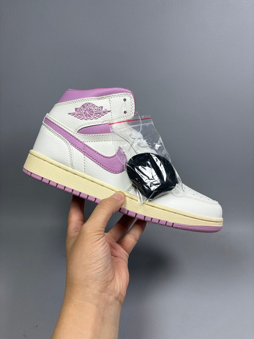High Top Sneakers, White Purple Colorway, Lace Up Design, Casual Gift for Sneaker Fans
