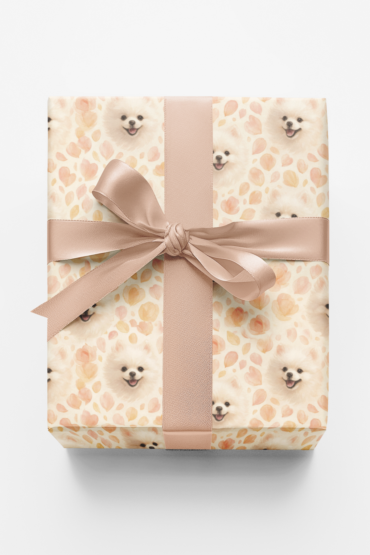 Floral Petal Dog Portrait Gift Wrap, Pomeranian Wrapping Paper, Adorable Puppy Birthday Wrapping Paper, Dog Lover Christmas P