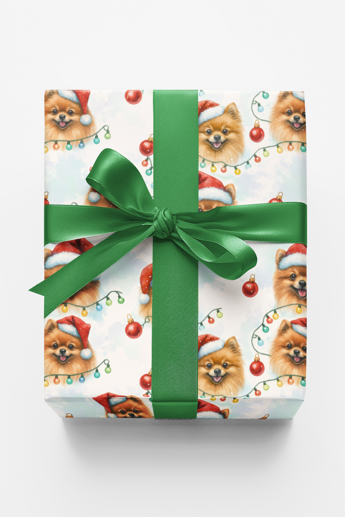 Adorable Santa Dog Gift Wrap, Pomeranian Christmas Wrapping Paper, Festive Puppy Wrapping Paper, Holiday Pet Lover Gift Wrap,