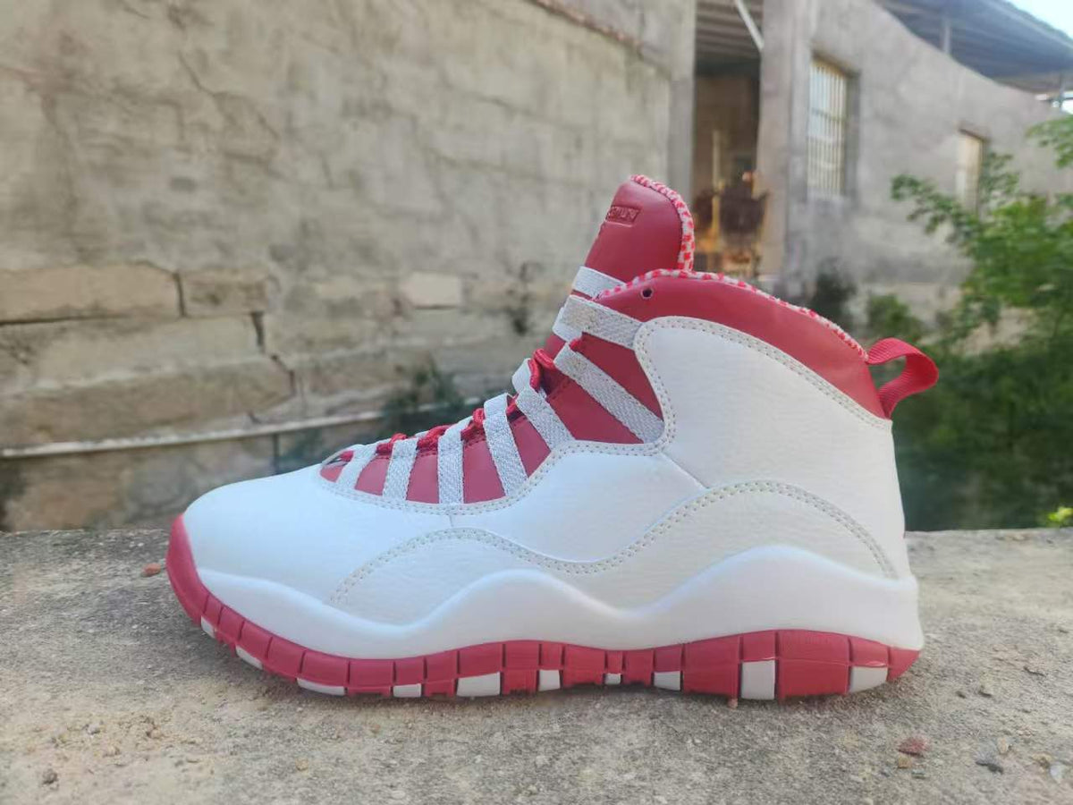 High Top Sneakers, White Red Colorway, Lace Up Design, Casual Gift for Sneaker Fans