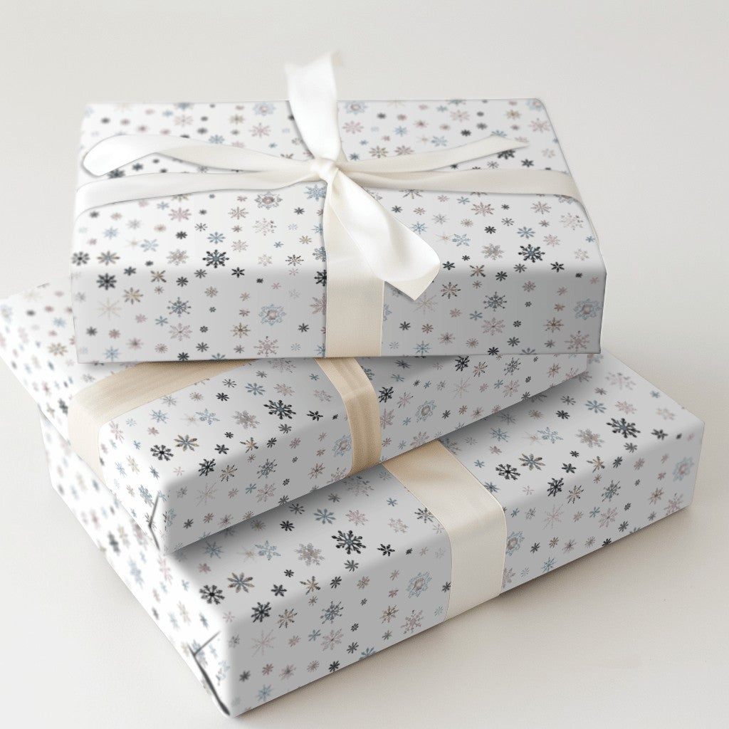 Subtle Winter Snowflake Gift Wrap, Muted Pastel Snowflake Wrapping Paper, Modern Holiday Wrapping Paper, Neutral Christmas Gi