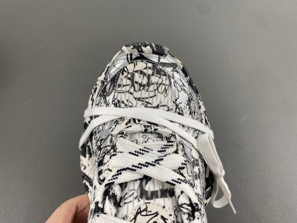 Distressed Shoes, White Black Colorway, Lace Up Design, Distressed Finish, Casual Gift for Shoe Lovers