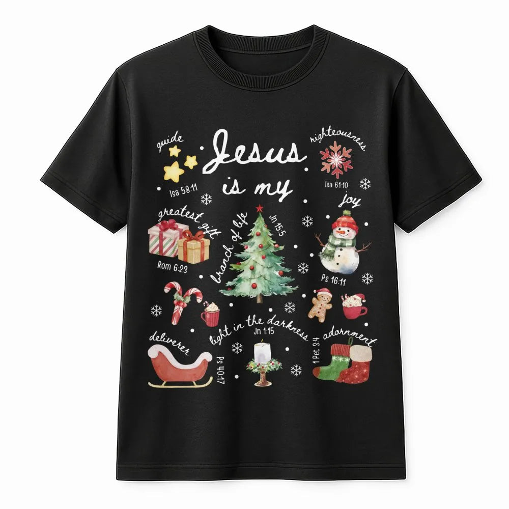 Christian Christmas Shirt, Jesus Is My Greatest Present T-Shirt, Bible Verse Tree Graphic Tee, Faith Holiday T-Shirt, Religio