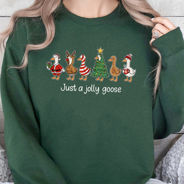 Adorable Holiday Geese Sweatshirt, Jolly Goose Christmas Sweatshirt, Humorous Xmas Goose Crewneck, Festive Animal Sweatshirt,
