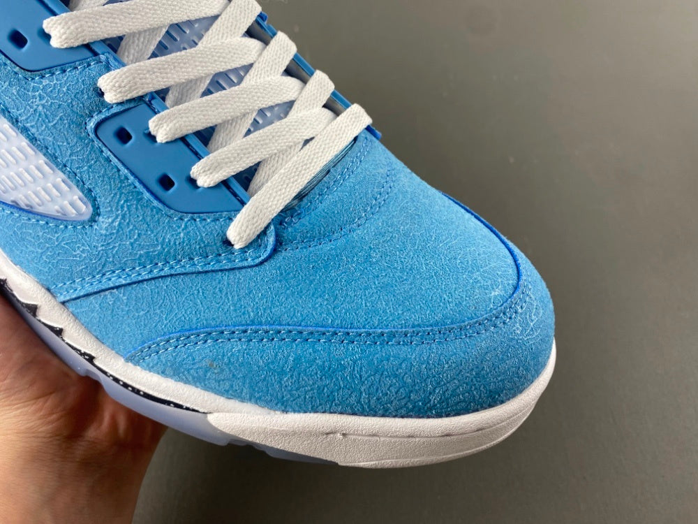 Retro High Top Sneakers, Blue Colorway, Cracked Pattern, Lace Up Design, Casual Gift for Sneaker Fans