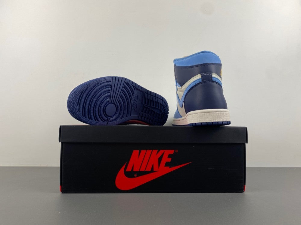 High Top Sneakers, White Blue Colorway, Lace Up Design, Casual Gift for Sneaker Fans