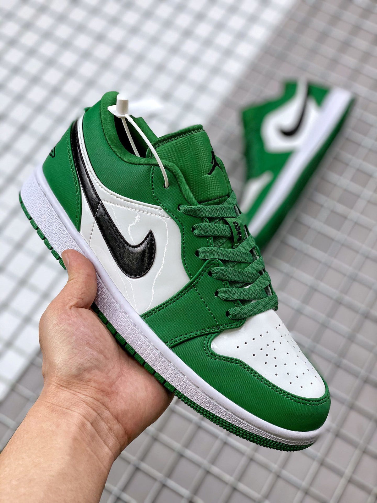 Low Top Sneakers, Green White Colorway, Lace Up Design, Casual Gift for Sneaker Fans