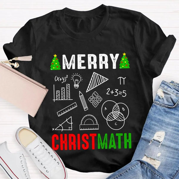 Math Holiday Equation Graphic Tee, Merry Christmath Humorous Math Teacher Shirt, STEM Educator Christmas T-Shirt, Math Lover 
