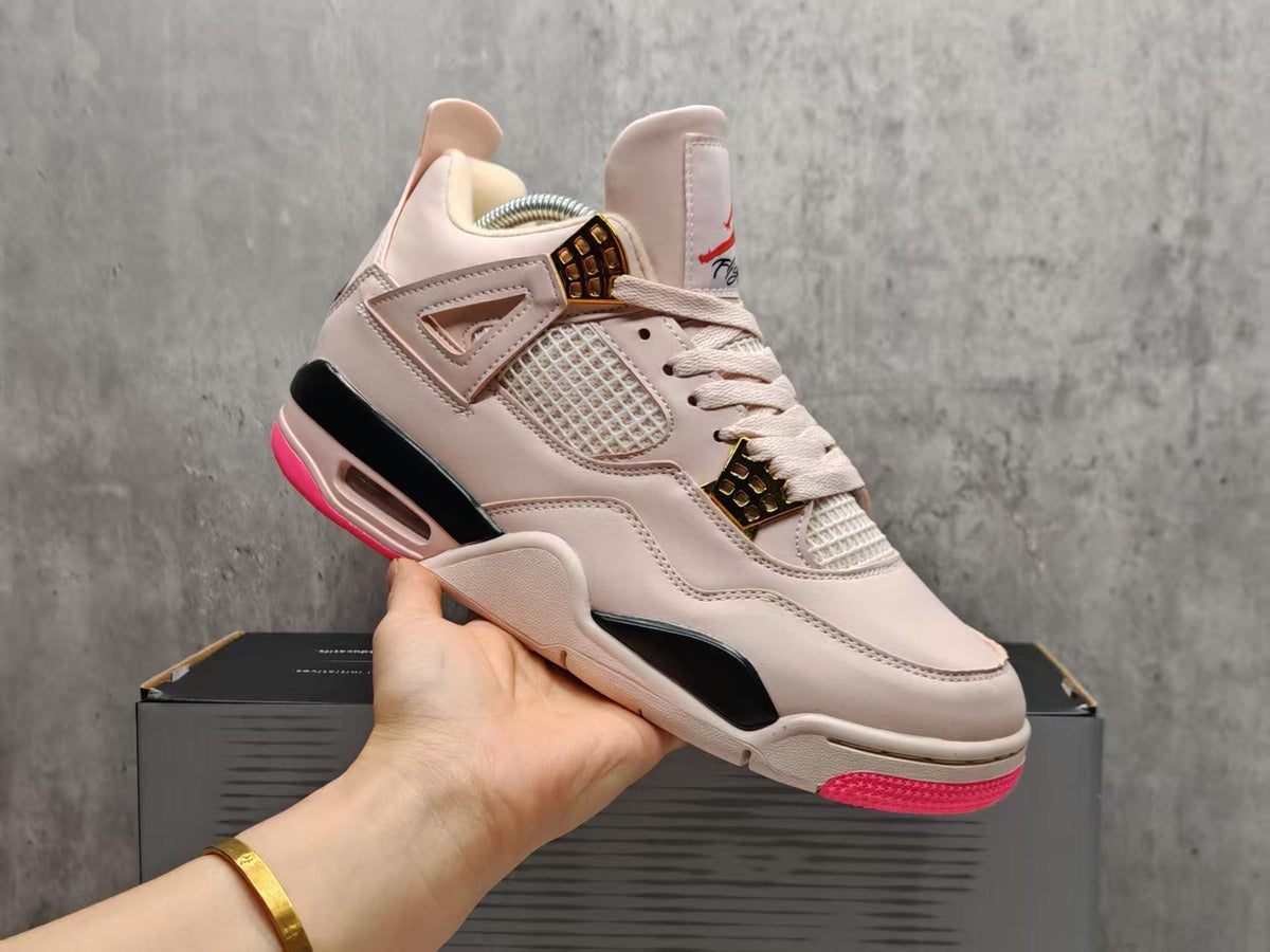 Mid Top Sneakers, Beige Pink Colorway, Lace Up Design, Casual Gift for Sneaker Fans