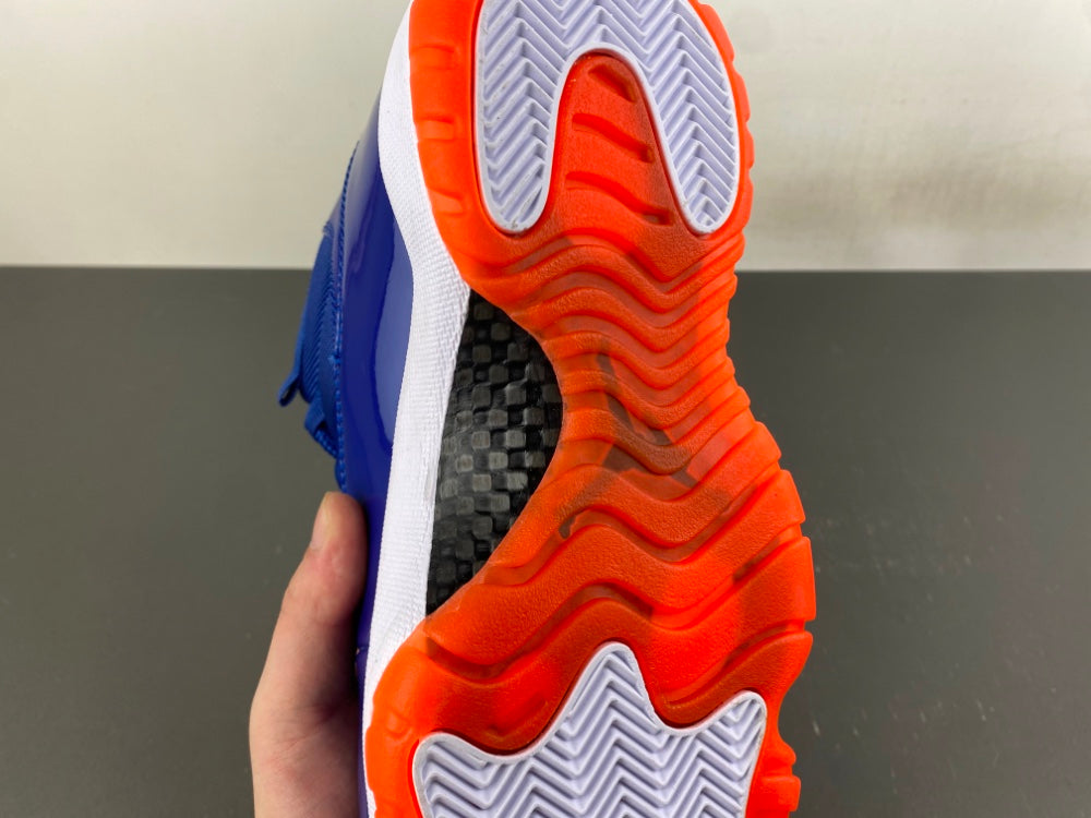 High Top Sneakers, Royal Blue White Orange Colorway, Leather Footwear, Lace Up Design, Casual Gift for Sneaker Fans