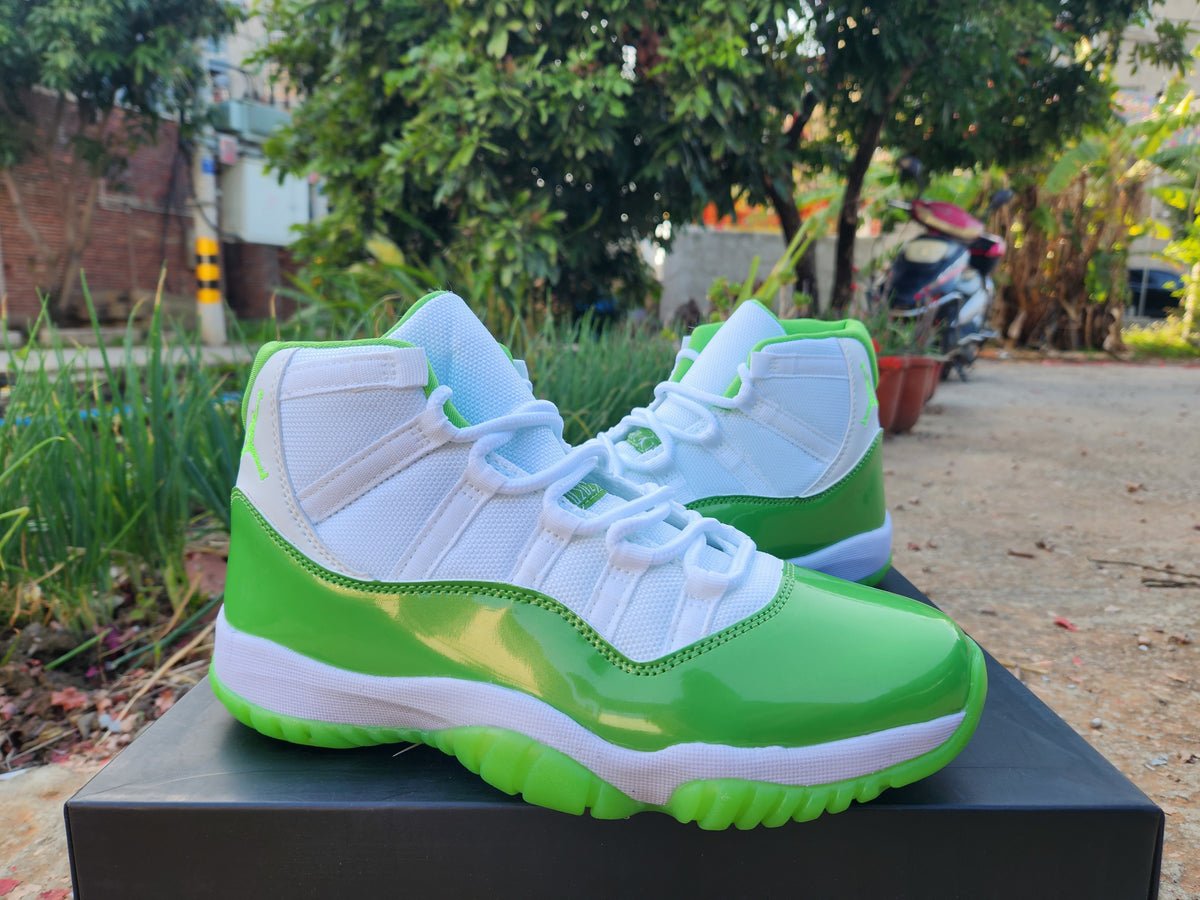 High Top Sneakers, White Green Colorway, Lace Up Design, Casual Gift for Sneaker Fans