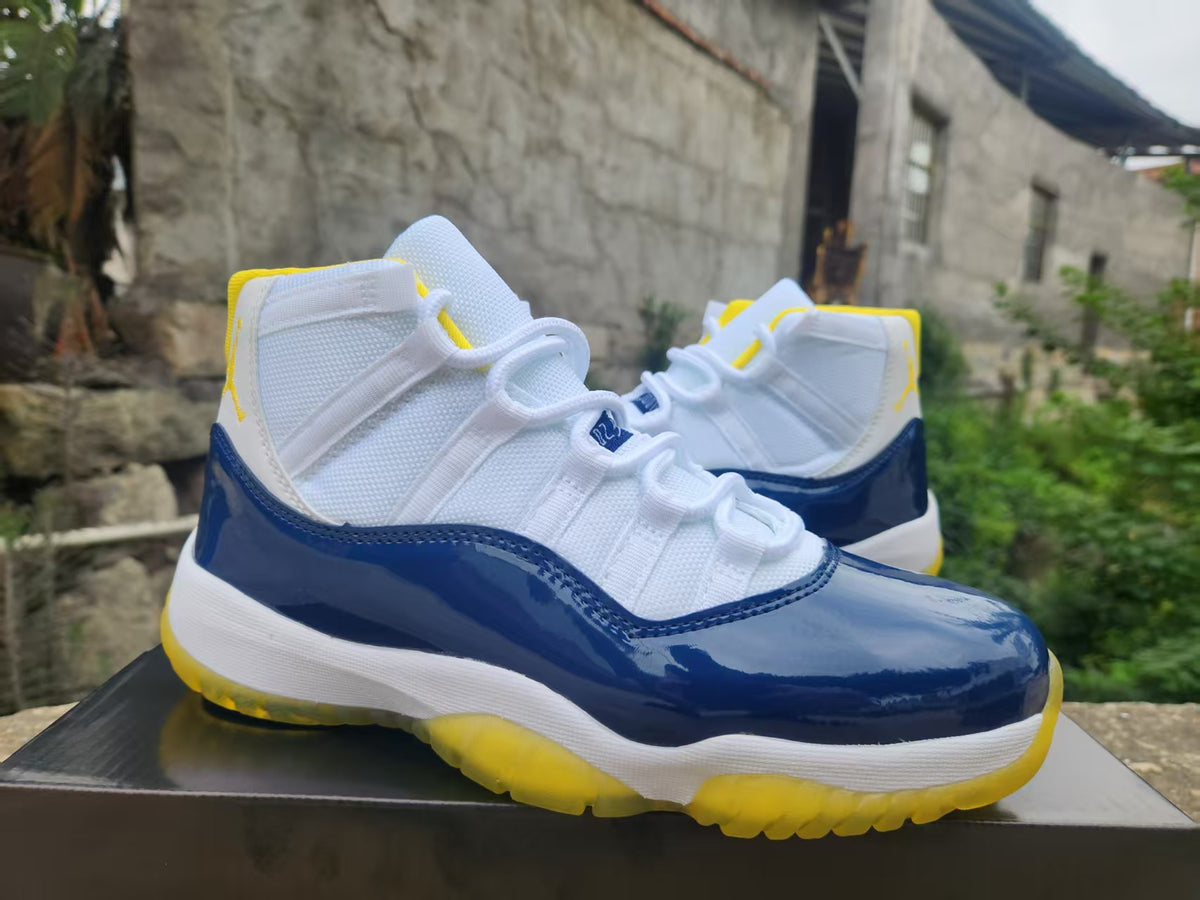 High Top Sneakers, Blue White Yellow Colorway, Lace Up Design, Casual Gift for Sneaker Fans