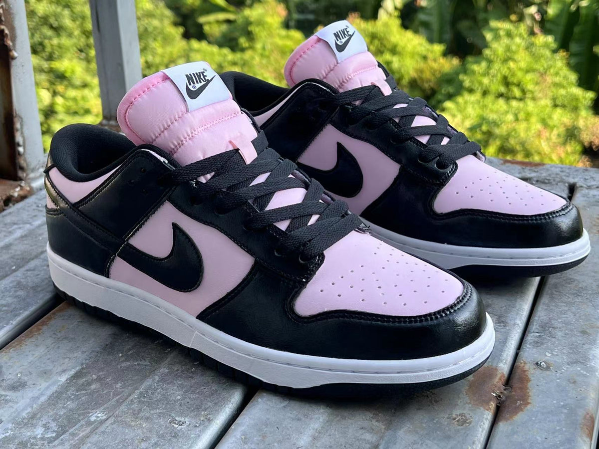 Low Top Sneakers, Black Pink Colorway, Lace Up Design, Casual Gift for Sneaker Fans