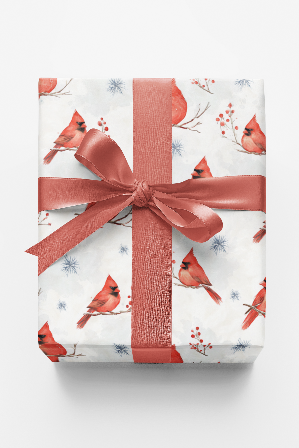 Watercolor Red Bird Gift Wrap, Winter Cardinal Wrapping Paper, Christmas Cardinal Holiday Wrapping Paper, Festive Winter Pres