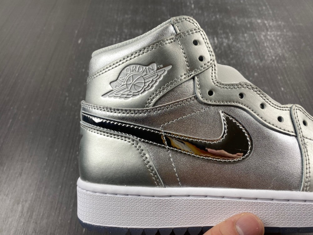 High Top Golf Shoes, White Silver Colorway, Lace Up Design, Casual Gift for Shoe Lovers