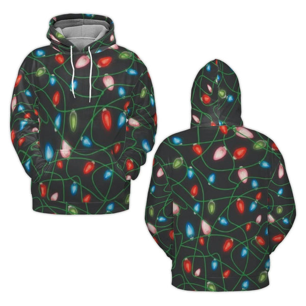 Festive Christmas Sweatshirt, Christmas Lights Hoodie, Retro Christmas Lights Pullover, Xmas Party Hooded Sweater, Comfy Holi