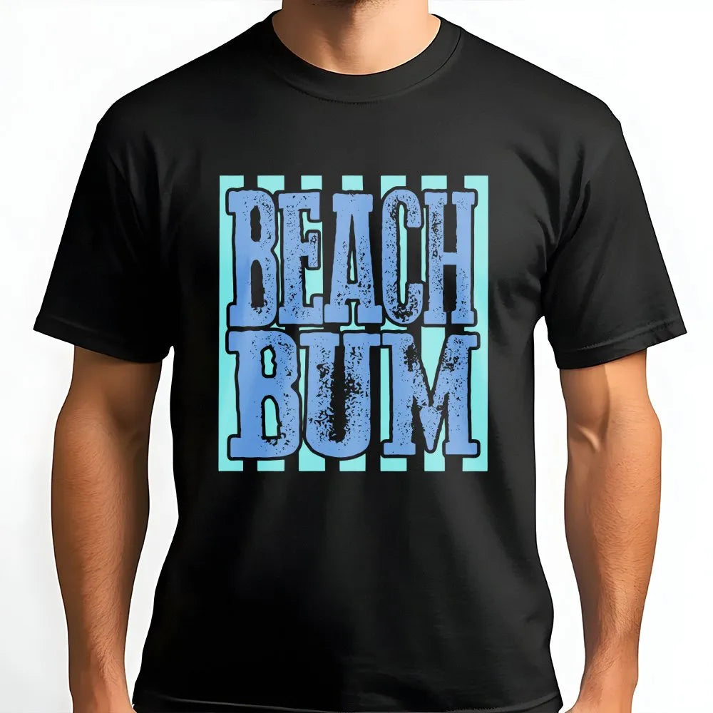 Beach Bum T-Shirt | Retro Summer Vibes Graphic Sweatshirt | Soft Cotton-Blend Pullover | Gift for Beach Lover